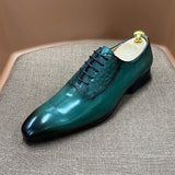 Oxford Genuine Cow Leather Pointed Toe Lace Up Men Shoes