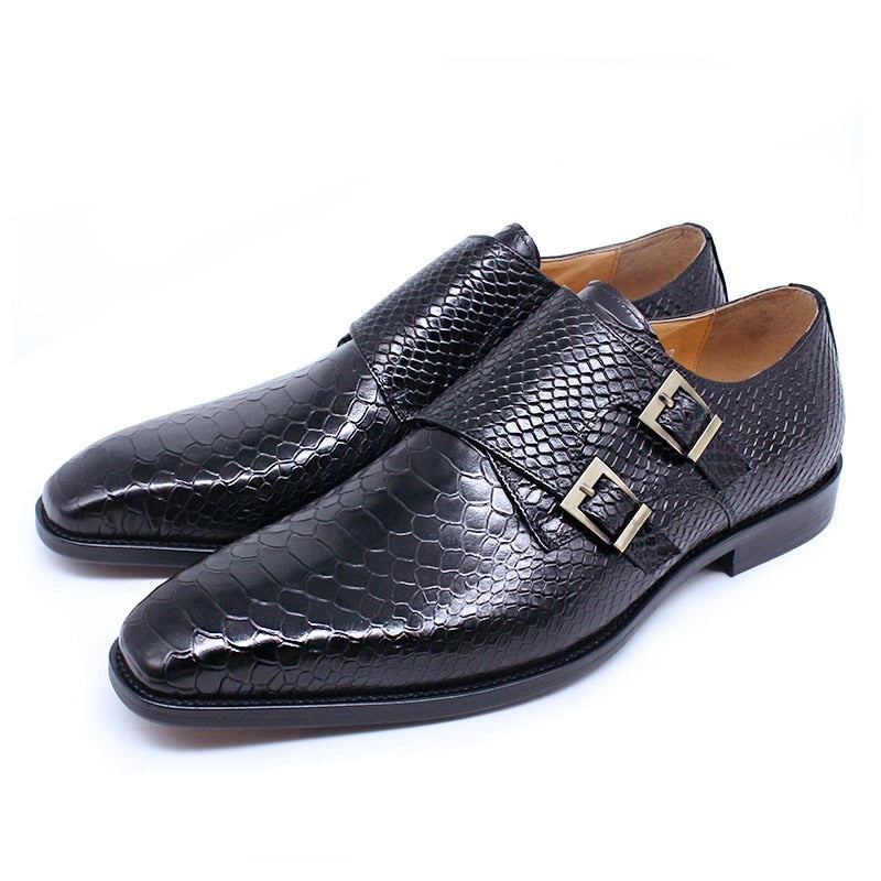 Print Monk Strap Slip on Buckle Man Causal Shoes