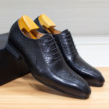Classic Lace Up Men's Oxfords Genuine Leather Snake Pattern Office Wedding Formal Shoes