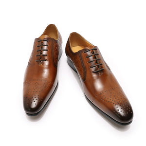 Men's Real Leather Oxfords Luxury Italian Male Handmade Dress Shoes