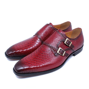 Print Monk Strap Slip on Buckle Man Causal Shoes