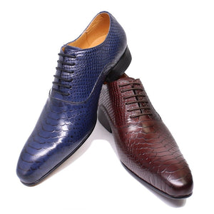 Snake Skin Print Men's Leather Shoes