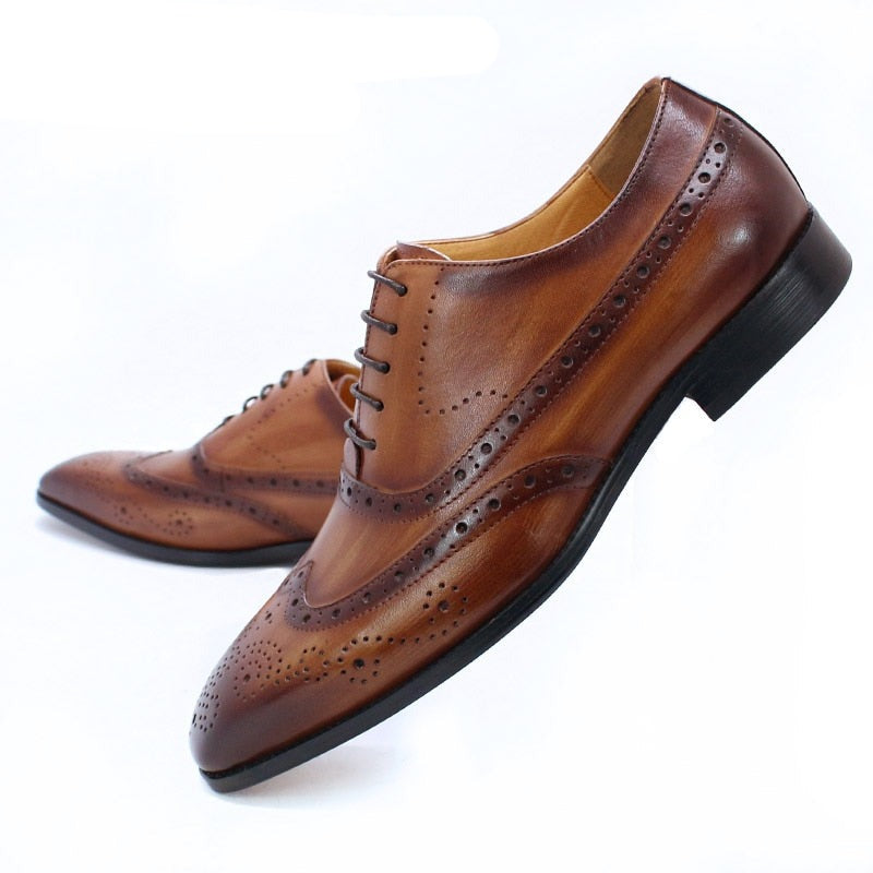 Genuine Leather Wingtip Oxfords Office Business Formal Shoes