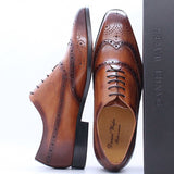 Genuine Leather Wingtip Oxfords Office Business Formal Shoes