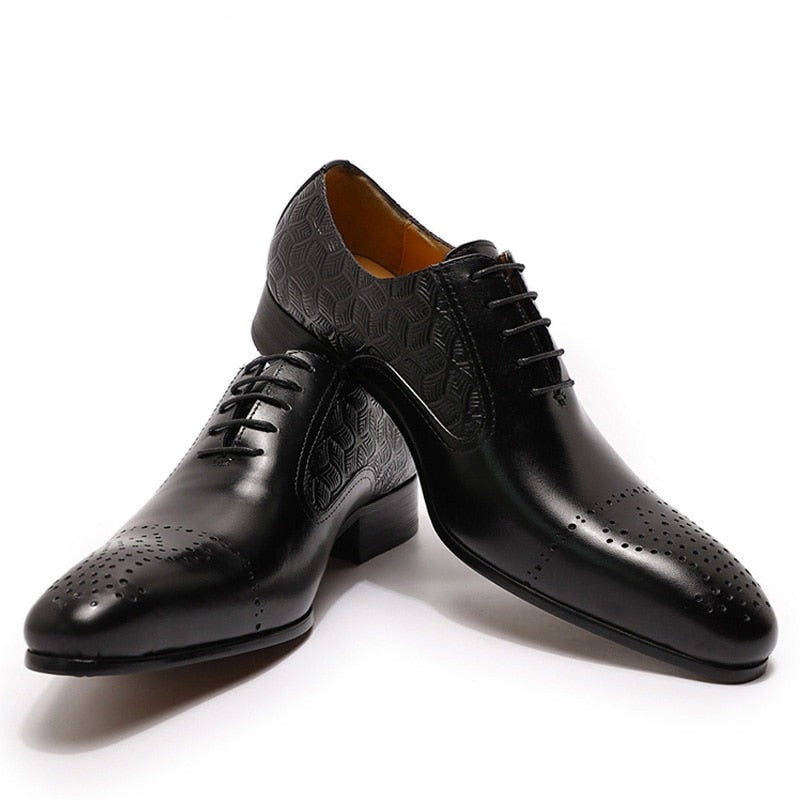 Men's Real Leather Oxfords Luxury Italian Male Handmade Dress Shoes