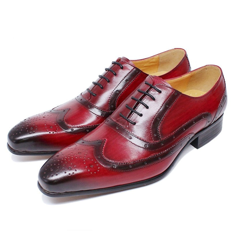 Fashion Black Red Leather Shoes