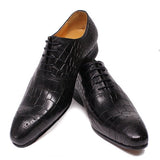 Crocodile Print Lace Up Toe Office Wedding Formal Dress Oxford Shoes
