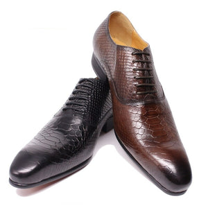 Snake Skin Print Men's Leather Shoes