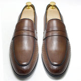 Men's Penny Loafer Genuine Cow Leather Slip on Business Office Dress Shoes