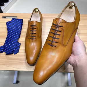Men Oxford Lace Up Pointed Formal Shoes