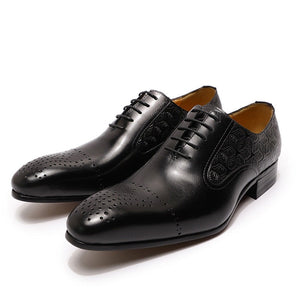 Men's Real Leather Oxfords Luxury Italian Male Handmade Dress Shoes