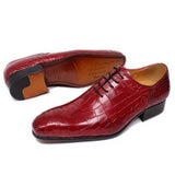 Crocodile Print Lace Up Toe Office Wedding Formal Dress Oxford Shoes