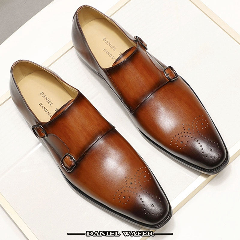 Comfortable Double Monk Strap Slip on Loafers for Men