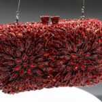 CHIC CRYSTAL FLORAL PURSE-RED