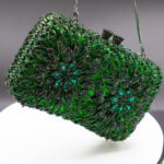 CHIC CRYSTAL FLORAL PURSE-GREEN
