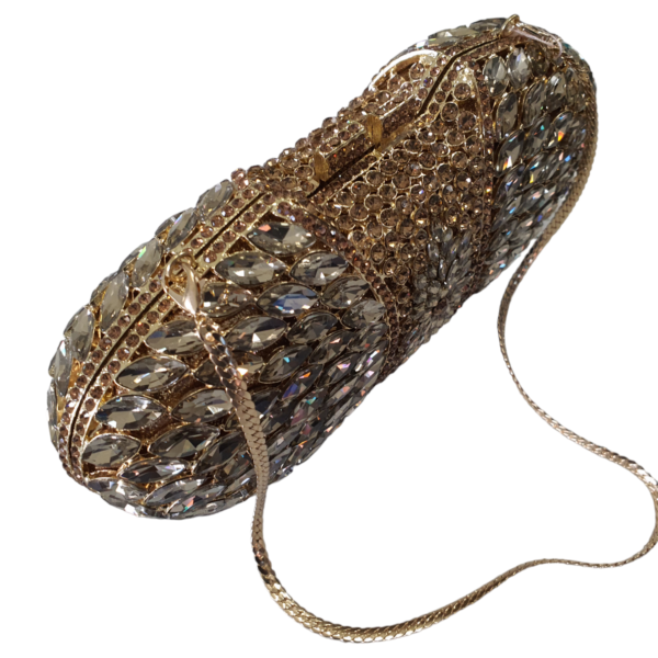 Azure Allure Crystal Clutch - Gold