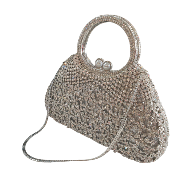 SPARKLE SOIREE HANDHELD POUCH CLUTCH-SILVER