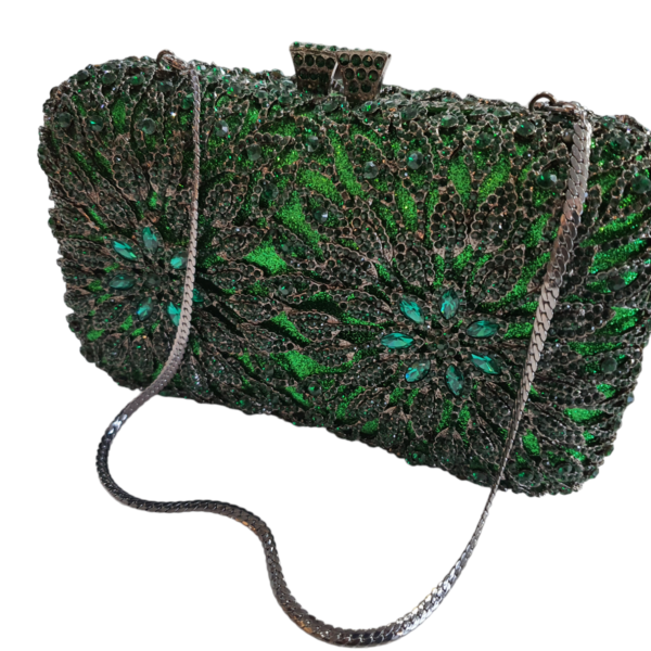 CHIC CRYSTAL FLORAL PURSE-GREEN
