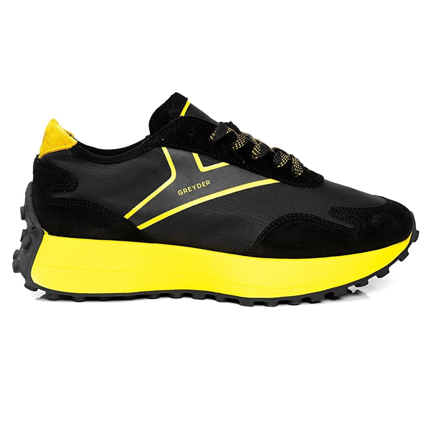 Greyder Prestige Court  All-Leather Sneaker 3Y1SA15401 Black and Yellow - Image 1